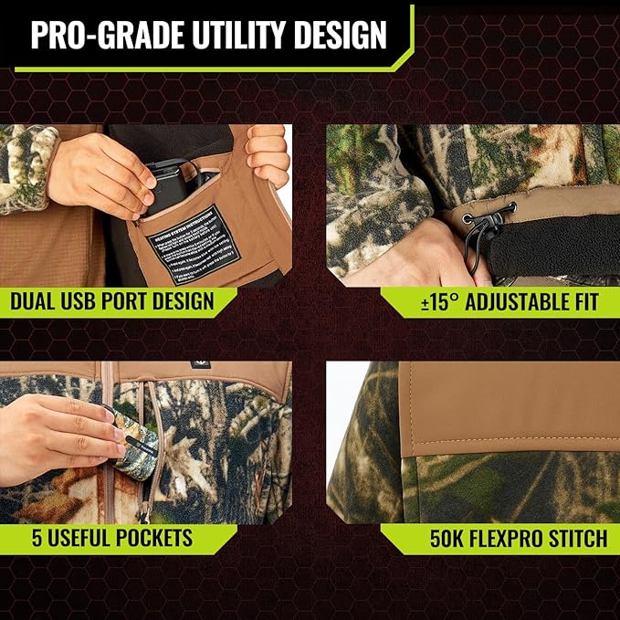 Avorlyn™ Men's Heated Fleece Jacket with Rechargeable Battery Pack