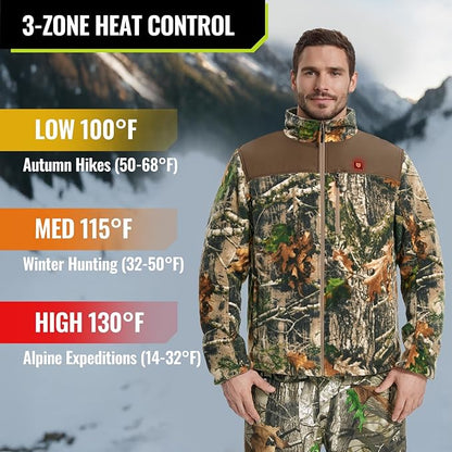 Avorlyn™ Men's Heated Fleece Jacket with Rechargeable Battery Pack