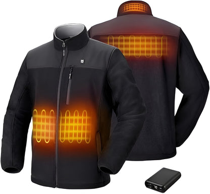 Avorlyn™ Men's Heated Fleece Jacket with Rechargeable Battery Pack