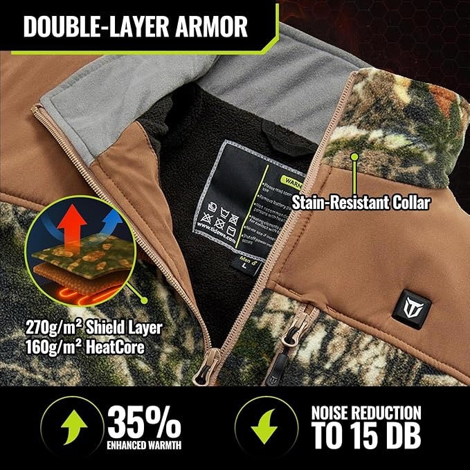 Avorlyn™ Men's Heated Fleece Jacket with Rechargeable Battery Pack